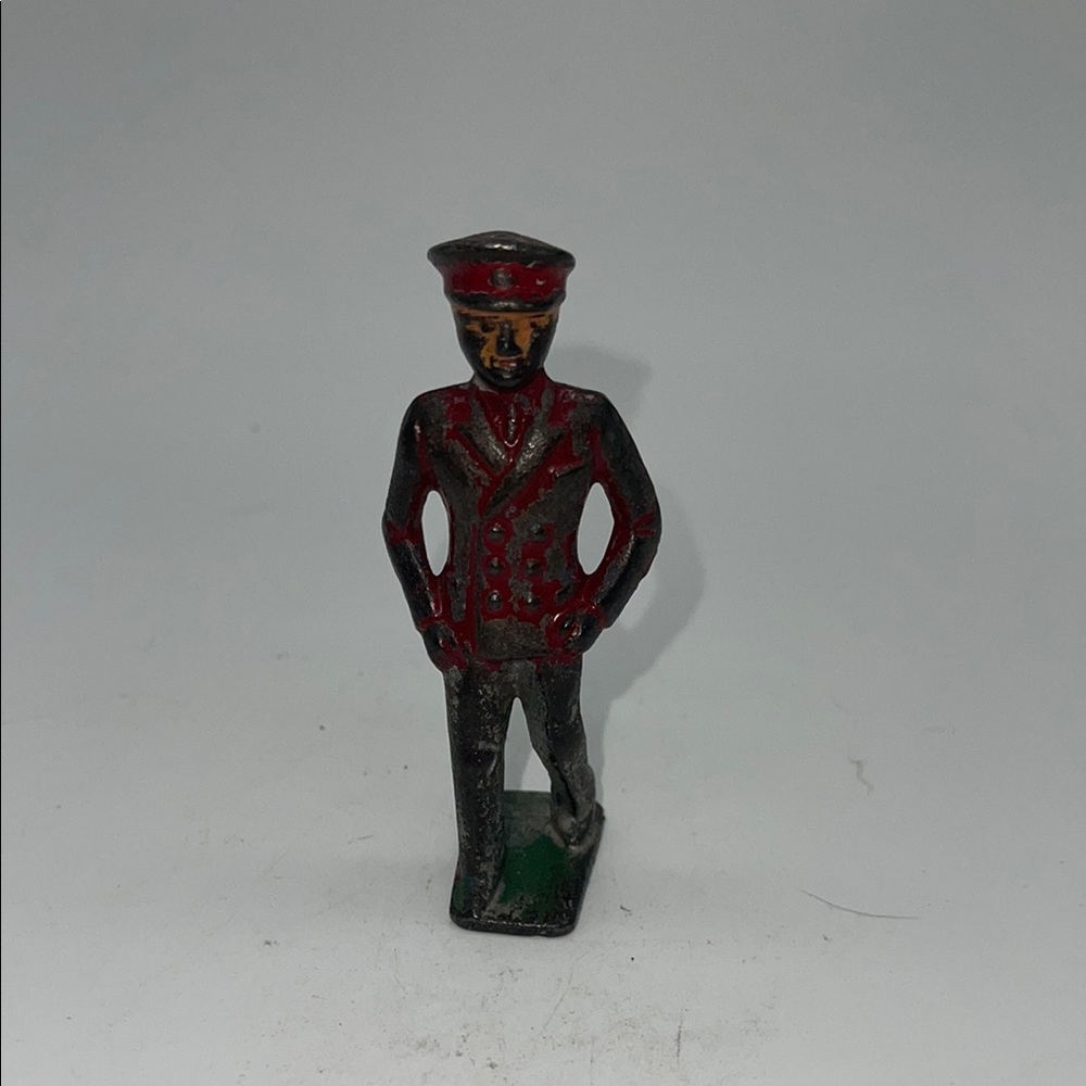 Antique Vintage GREY IRON Cast Iron Toy Soldier US Naval Officer in White